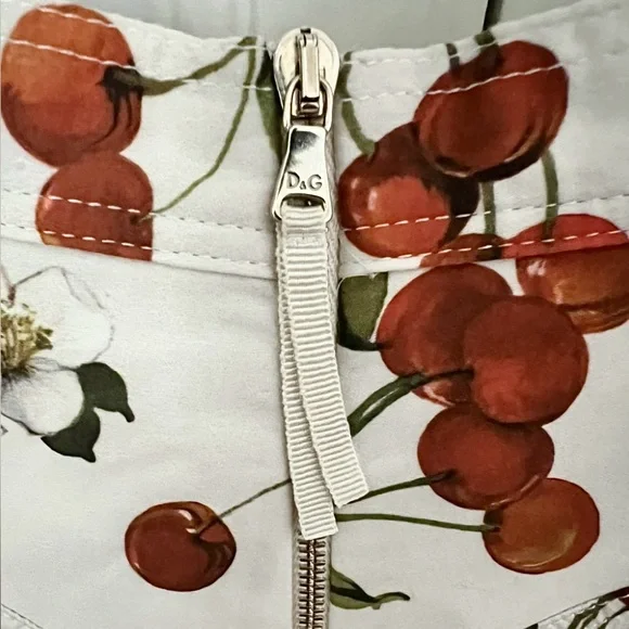 Dolce&Gabbana Cherry Floral Print Midi Skirt